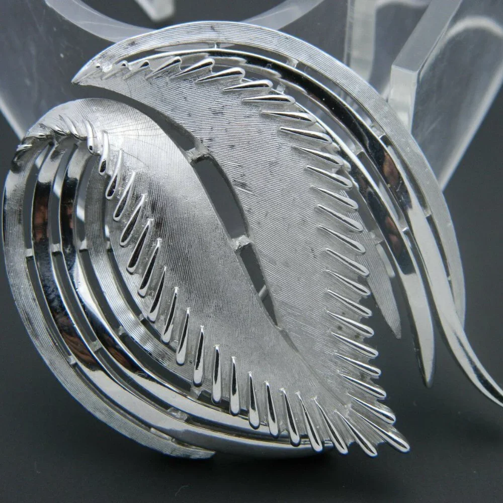 Crown TRIFARI Abstract Silver Tone Feather Pin